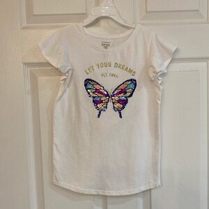 Jumping Beans White Short Sleeve Tee Butterfly Design